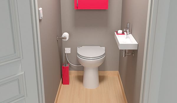 The Sanicompact toilet fitted into a garden office